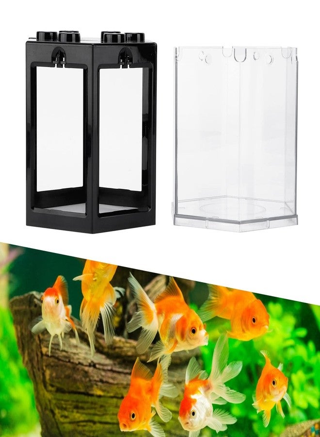 SASKATE Hex Shape Portable Mini Aquarium Tank, Small Betta Fish Tank, Mini Plastic Fish Small Hex Fish Tank, for Turtle Reptile Shrimp Moss Crab Insects Habitat as Decoration (Black) - Image 4